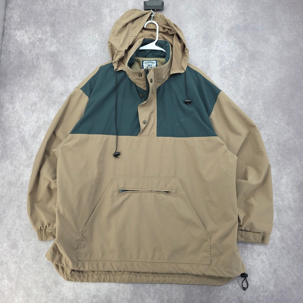 Vintage Lee Casual Collection Anorak Jacket Tan Green XL 74090 Pullover Hooded